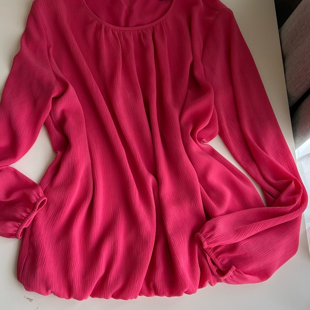 Tommy Hilfiger Pink Ruffled Long Sleeve Blouse